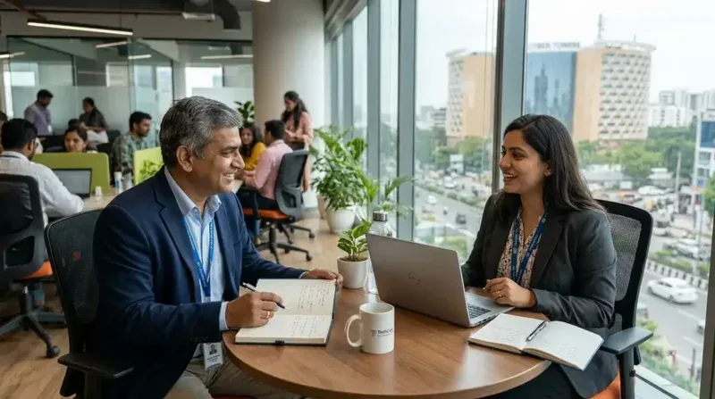 Senior management hiring — leadership onboarding discussion between new hire and executive sponsor
