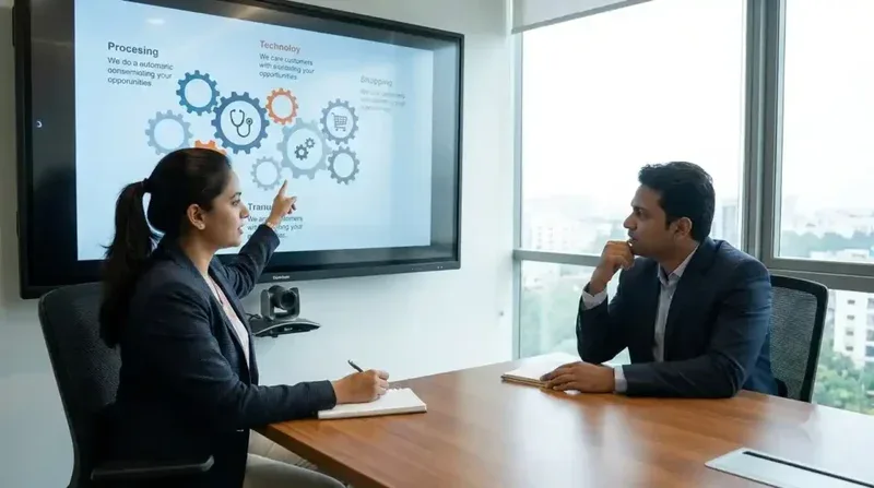 Industry-specific staffing solutions — consultant reviewing sector-specific hiring requirements with client
