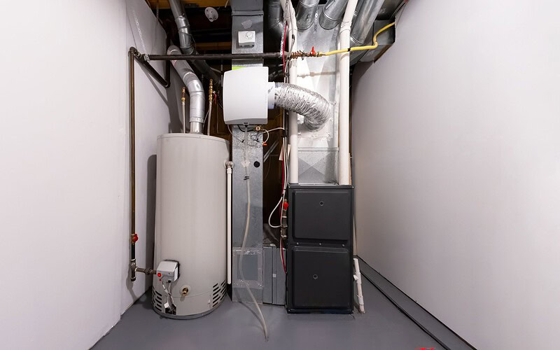 clean water heater and furnace installation setup in Michigan home