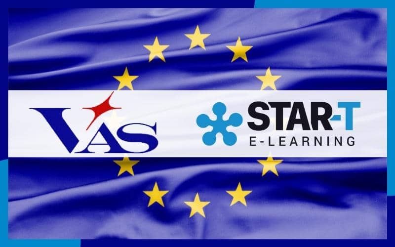 Bandiera europea con logo Vas e STAR-T