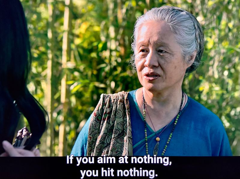 Image of elderly woman saying if you aim at nothing you hit nothing