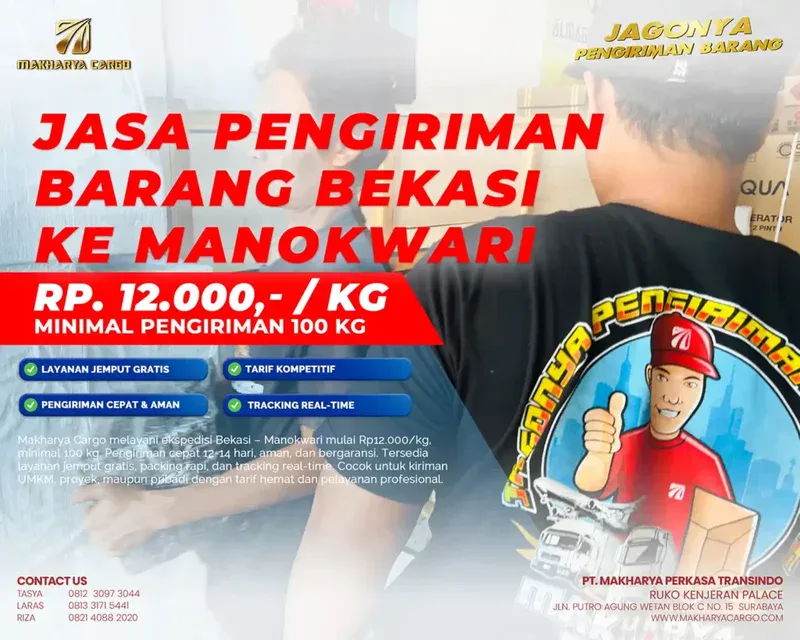 jasa pengiriman barang bekasi manokwari murah 2026
