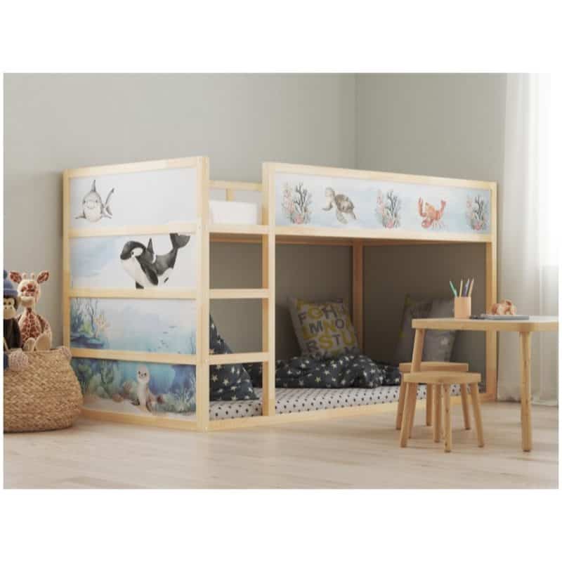 ikea kura bed met stickers onderwaterwereld