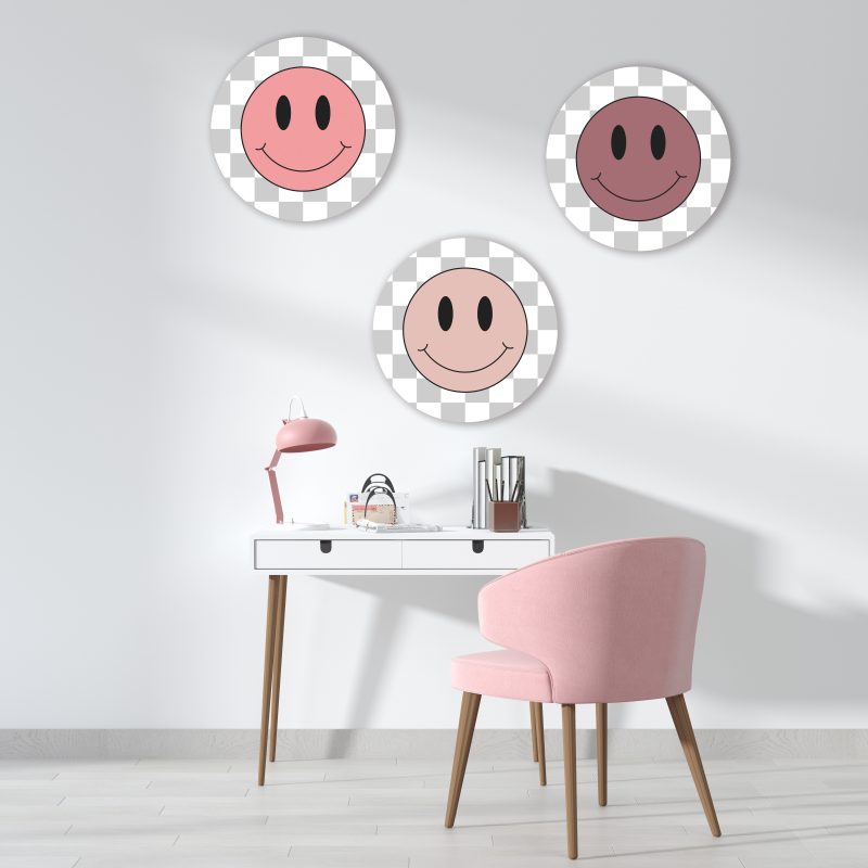 Meidenkamer met muurcirkel set Smiley's Roze