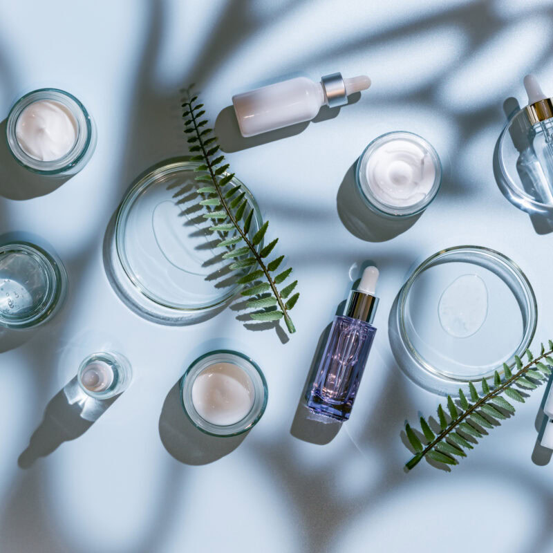 Skincare Influencer Marketing: The Shift to Medical Experts article banner featuring different skincare and beauty products