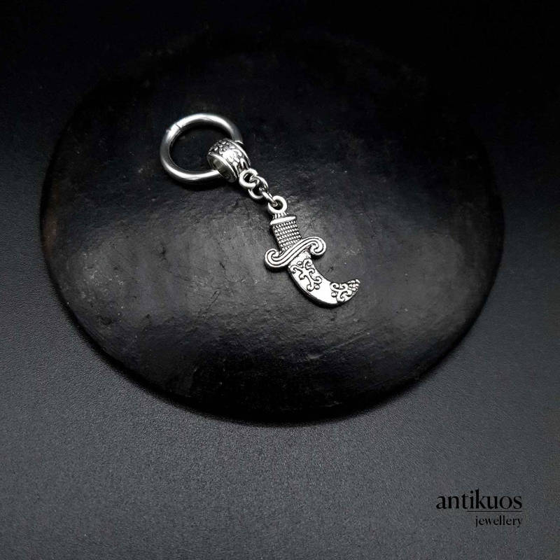 Khanjar, small dagger earring with stainless steel hoop, another view