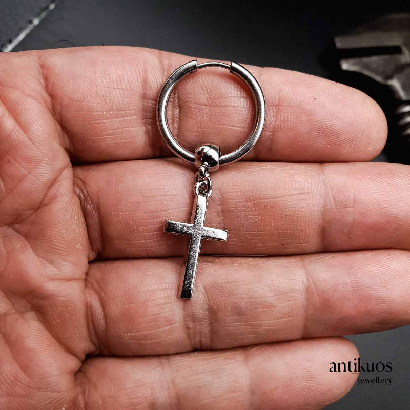 Cross hoop earring - Image 3