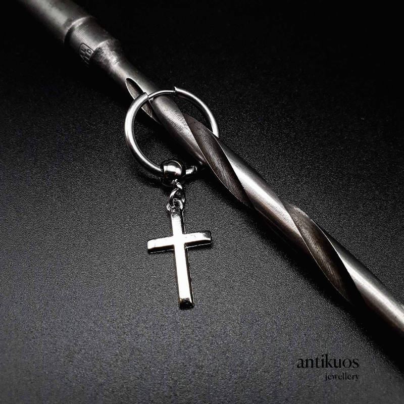 Cross hoop earring