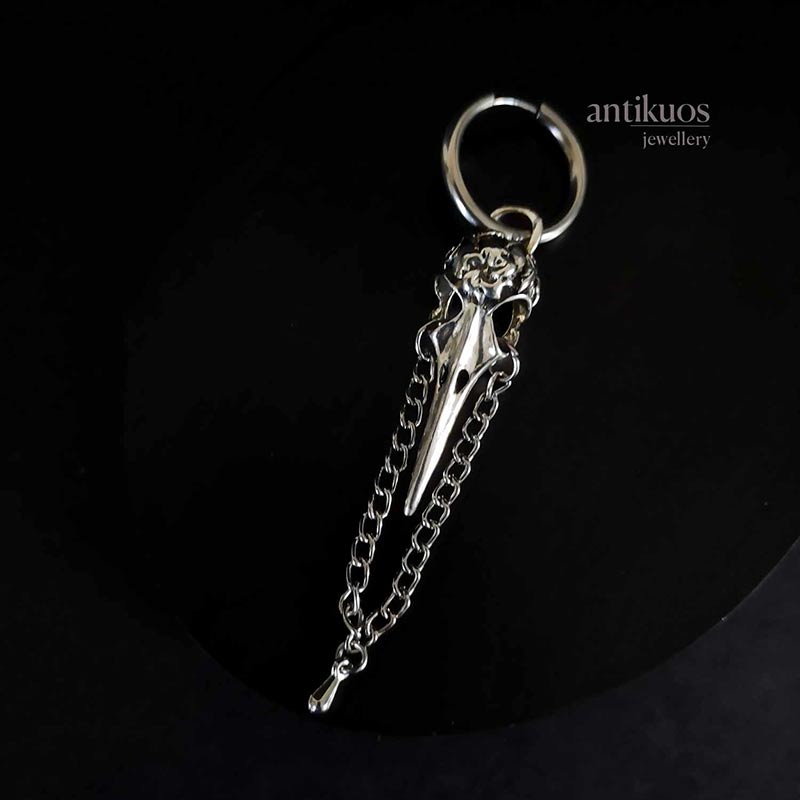Corvus, bird skull earring - Image 4