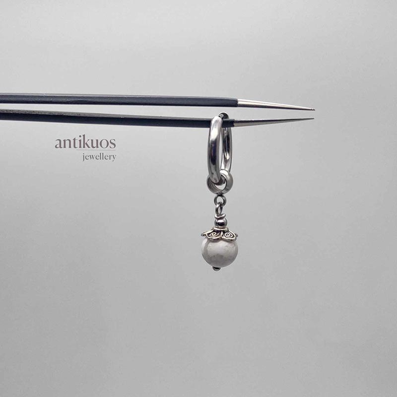 Simple White, gemstone earring - Image 2