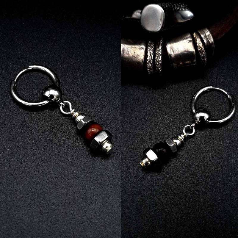 Going nuts, gemstone earring