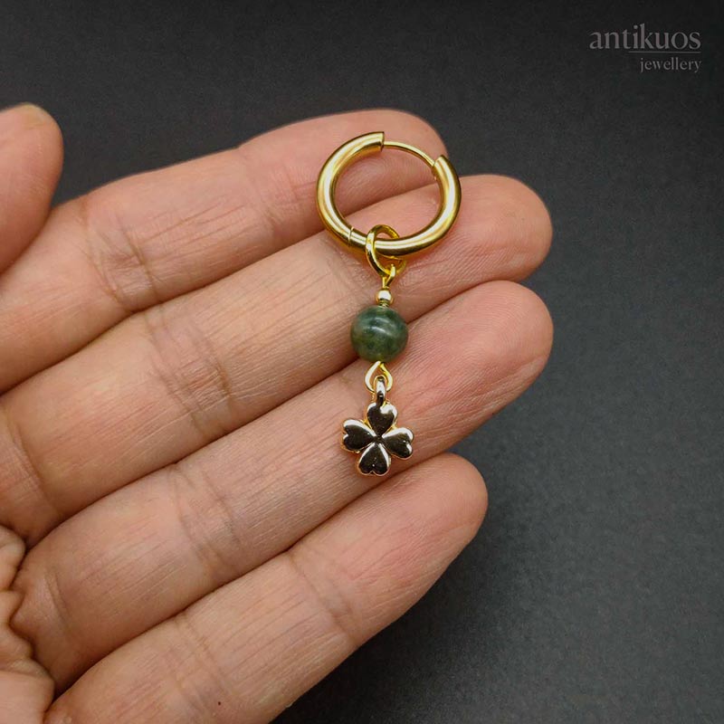 Irish Luck, Agate and clover earring - Image 3