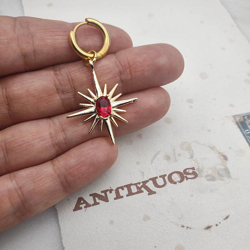North Star, ruby red Swarovski earring - Image 3