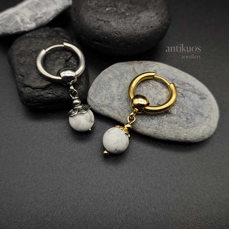 Simple White, gemstone earring