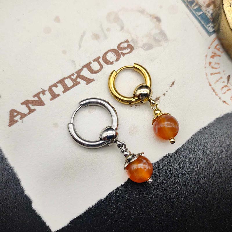 Simple Orange, gemstone earring
