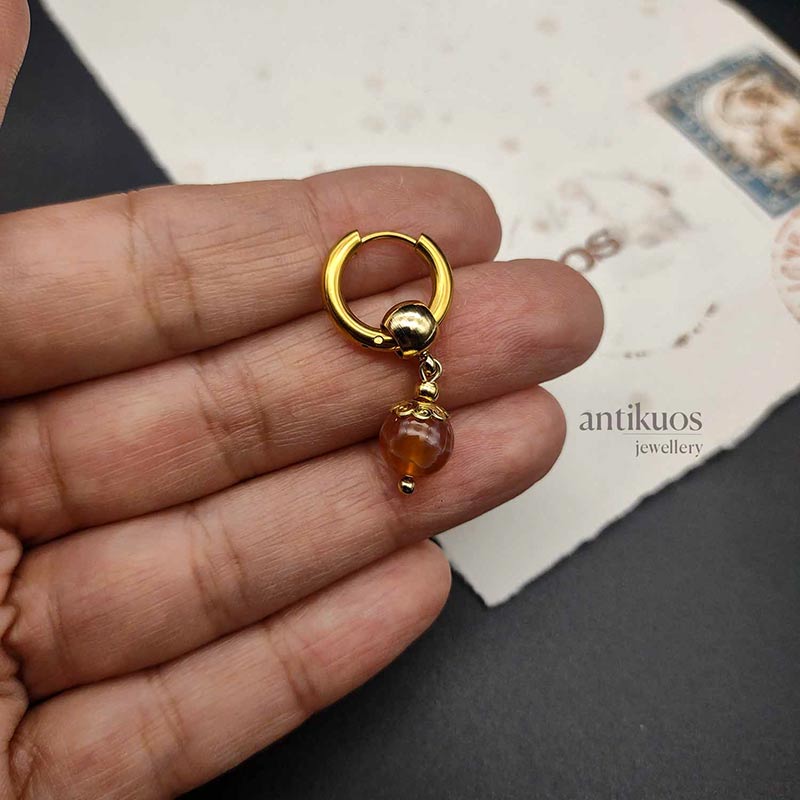 Simple Orange, gemstone earring - Image 3