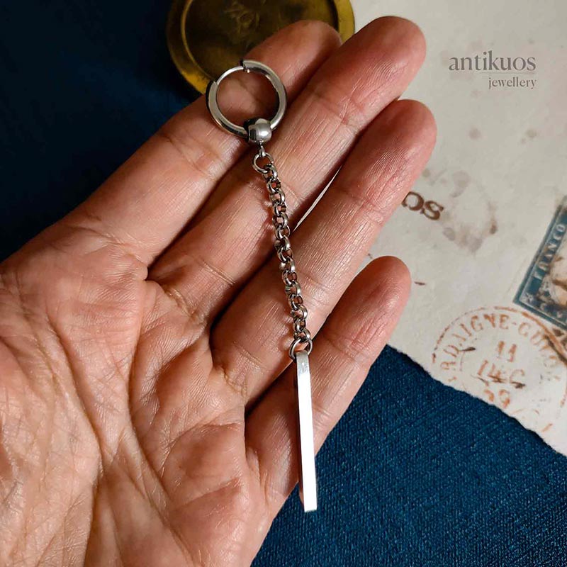 Long chain bar earring - Image 3