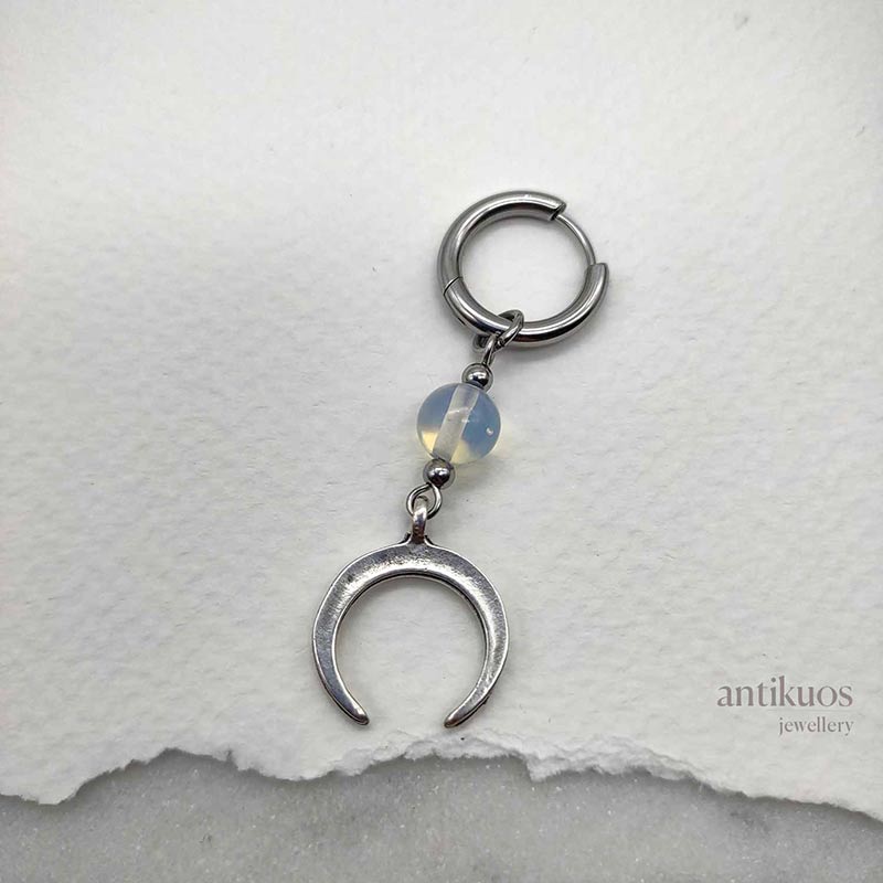 Opalite Moon earring in silver - Image 2