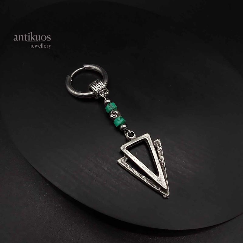 Athena triangle green earring