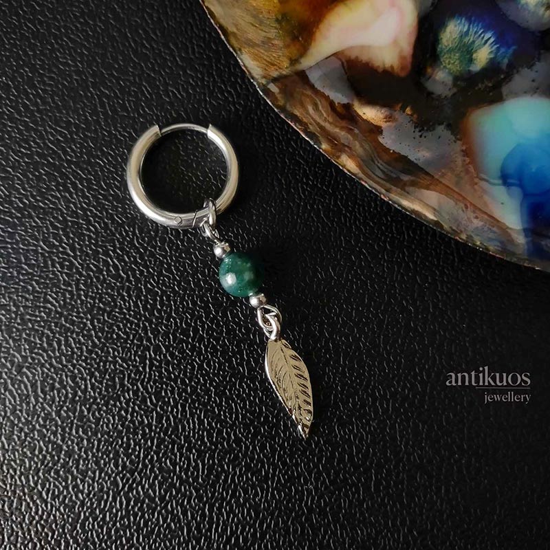 Green Agate Leaf earring