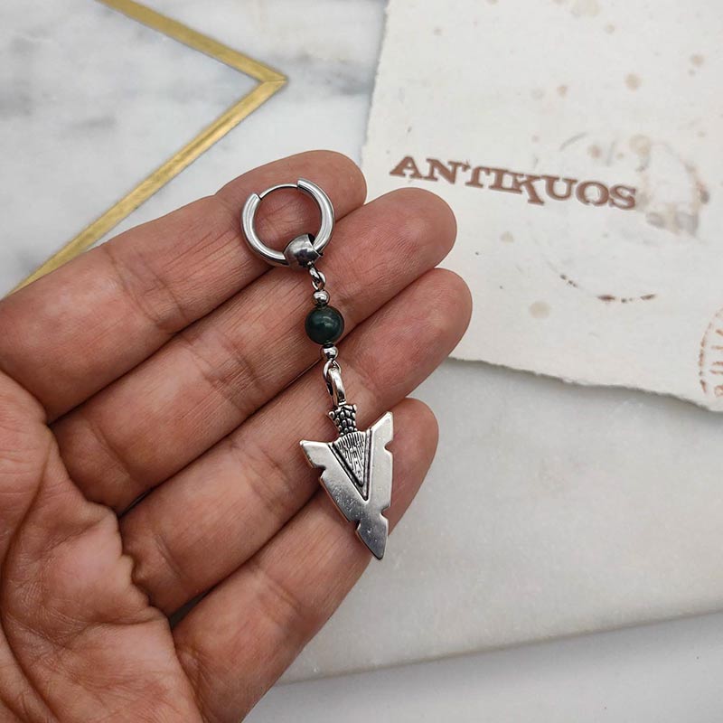 Green Silver Arrow earring - Image 3