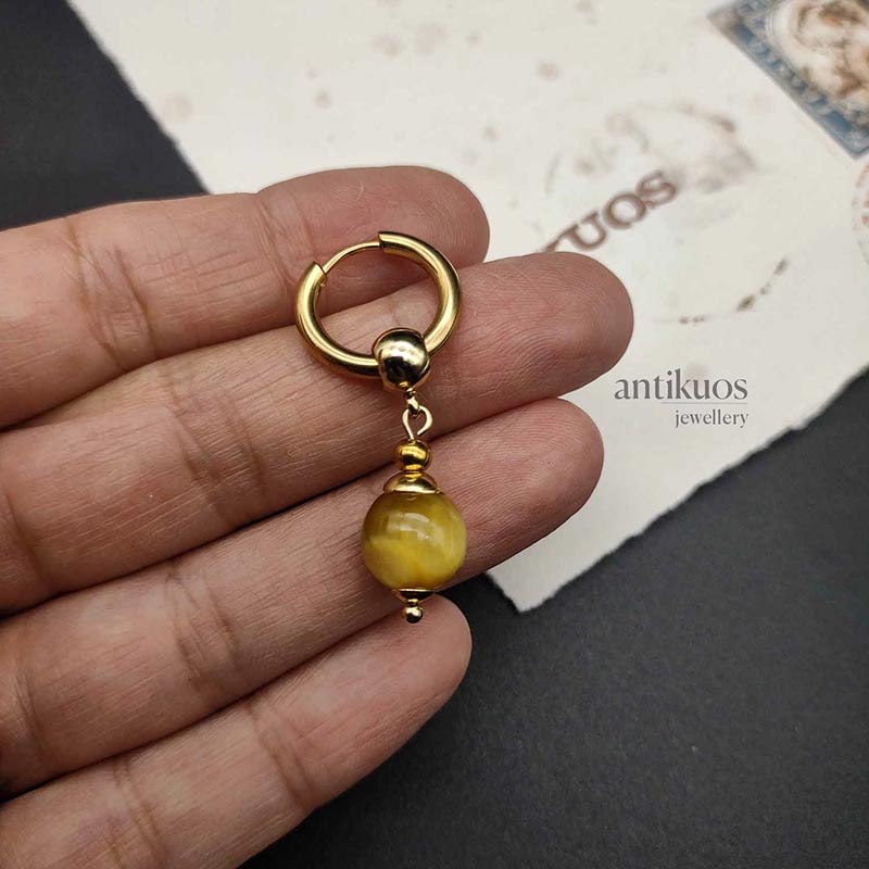 Simple Yellow Tiger's Eye earring - Image 2