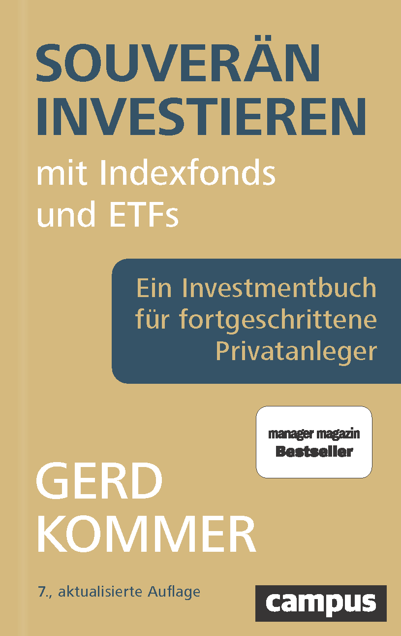 Cover des Buches "Souverän investieren mit Indexfonds und ETFs" von Dr. Gerd Kommer in der 7. Auflage.