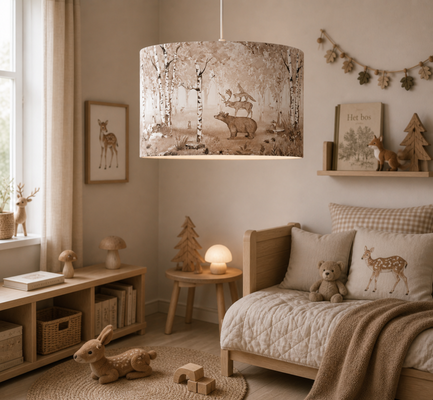 hanglamp kinderkamer Bear King Brown, mooi bosdieren ontwerp op hanglamp, verlichting babykamer, peuterkamer lamp