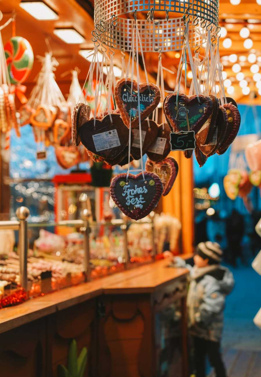 Discover Fairytale Places In Germany Along the Fairytale Route 4 Christmas market stall decorated with ornaments in Germany, fairytale places in Germany
