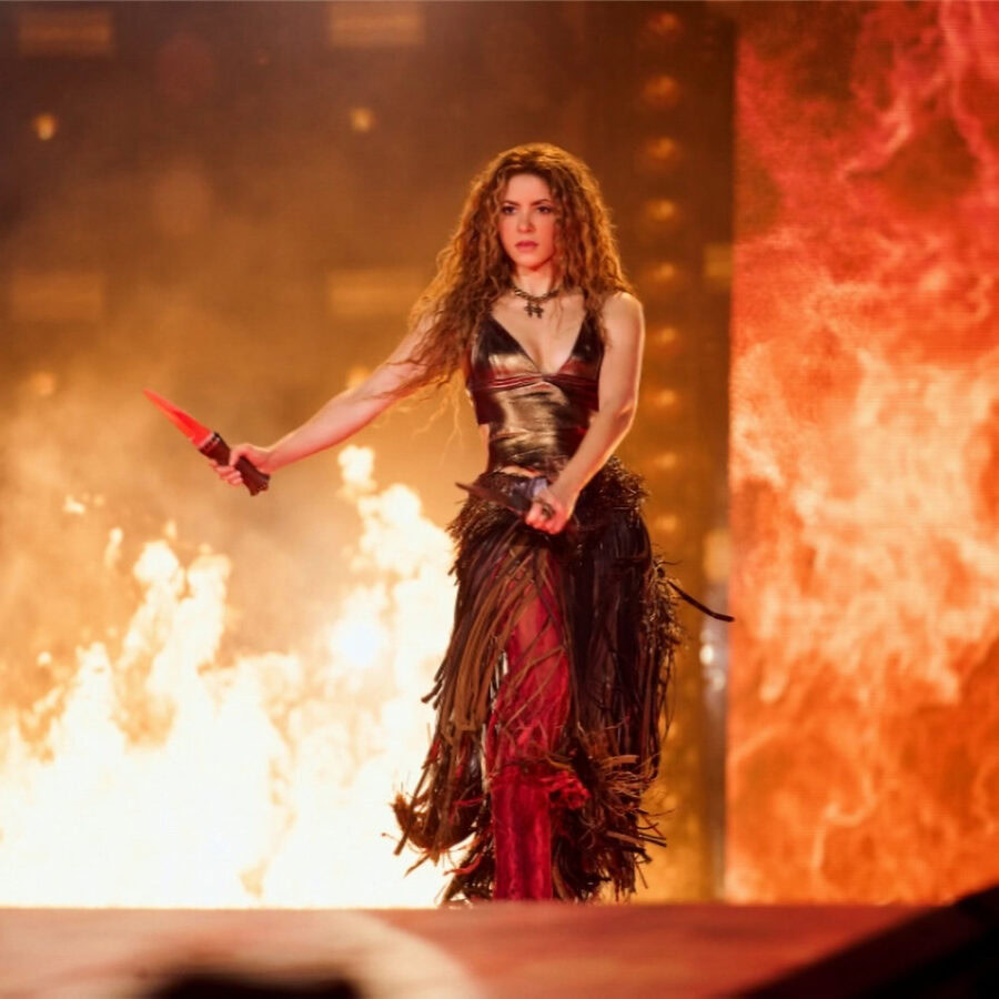 Shakira performing during her 2026 Las Mujeres Ya No Lloran World Tour residency in Madrid, Spain.