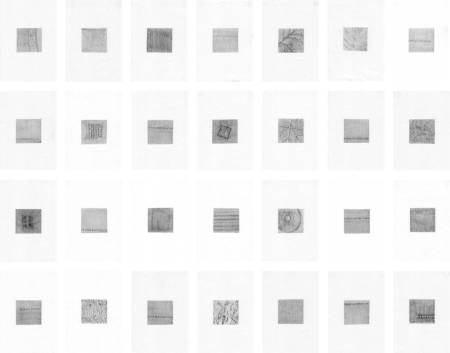 Claire Ebendinger, Series of 40 drawings, frottages with graphite, 29,7 x 21 cm