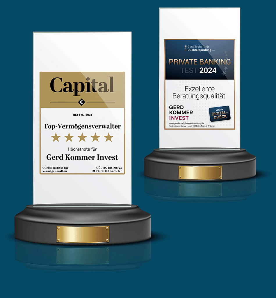 Trophäen für Top-Vermögensverwalter und exzellente Beratungsqualität von Gerd Kommer Invest.