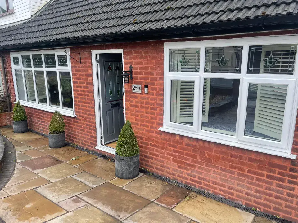 white framed casement window