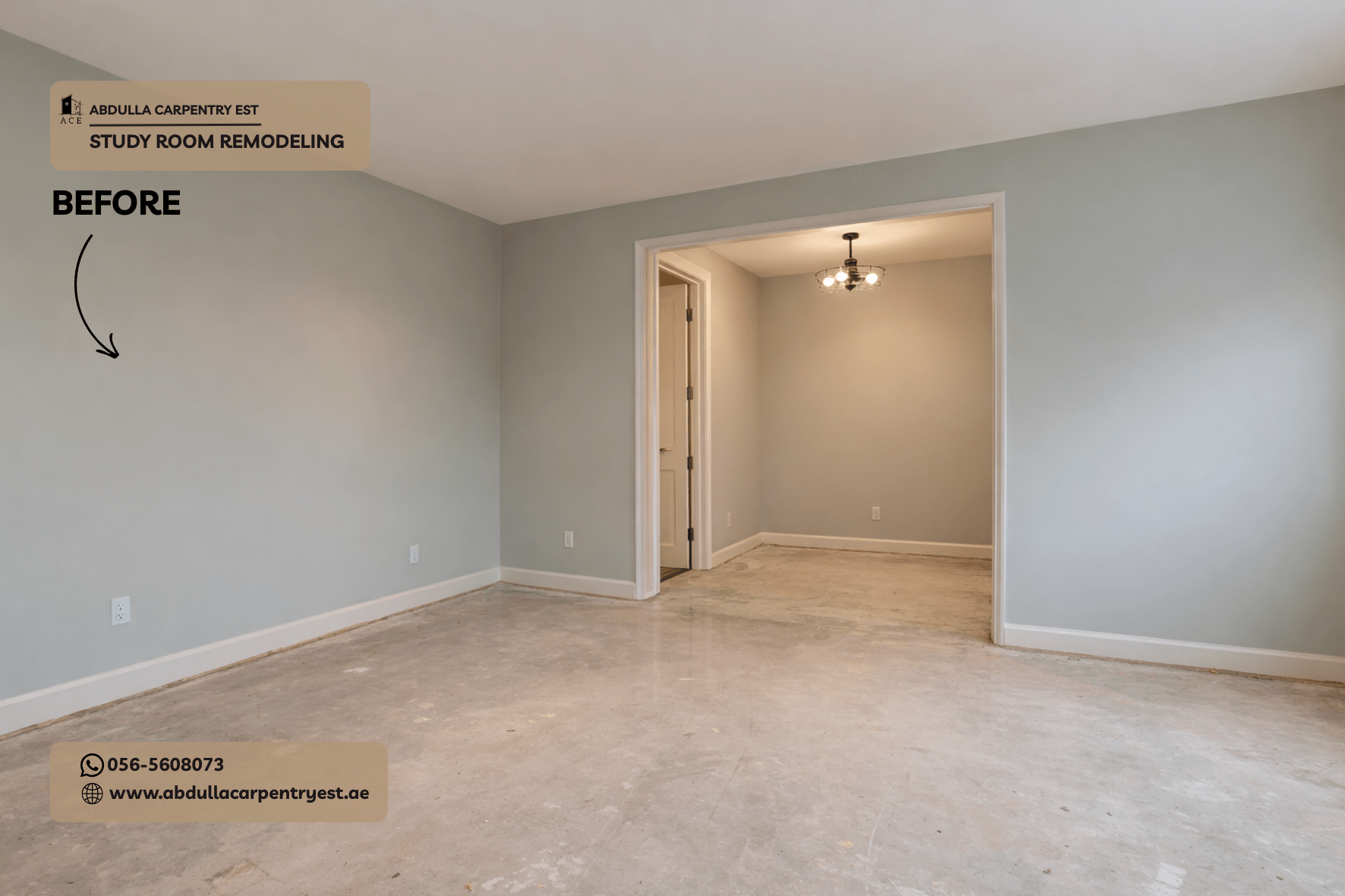 affordable study room renovation in victory heights - Dubai (before renovation)