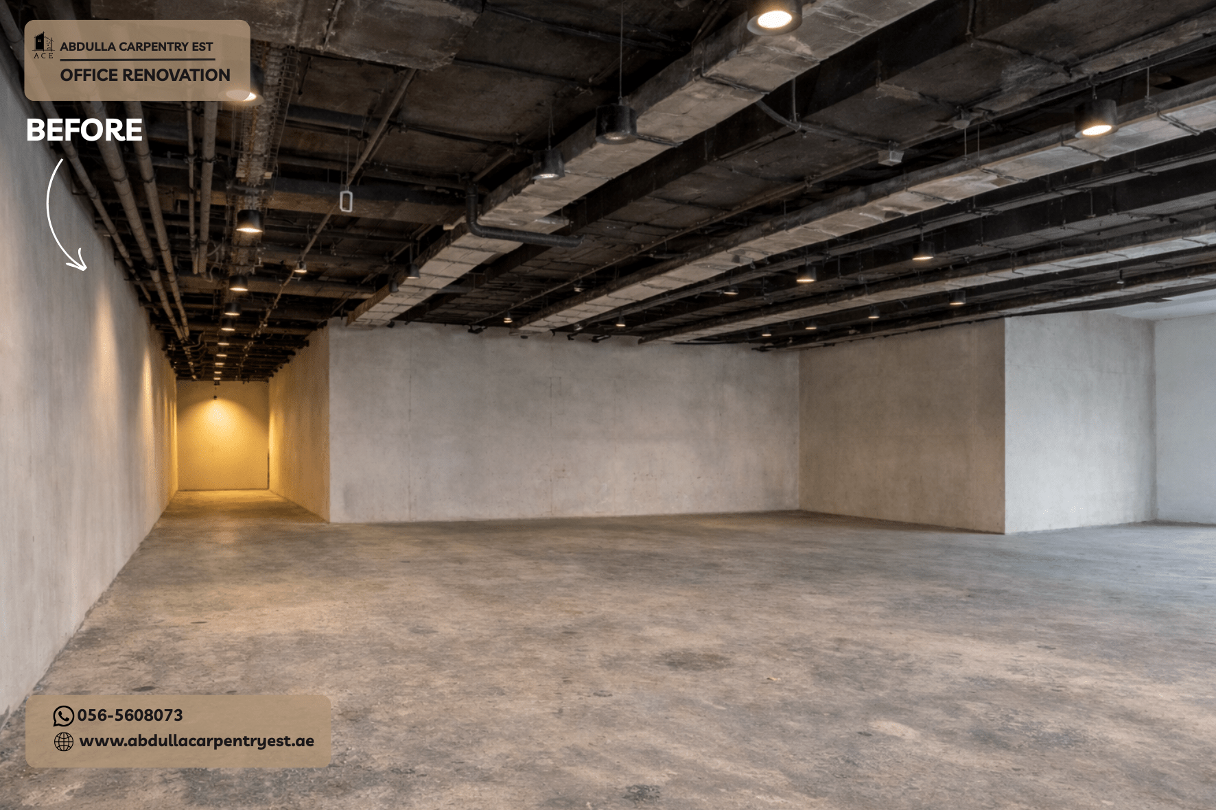 before image of office in raw shell form