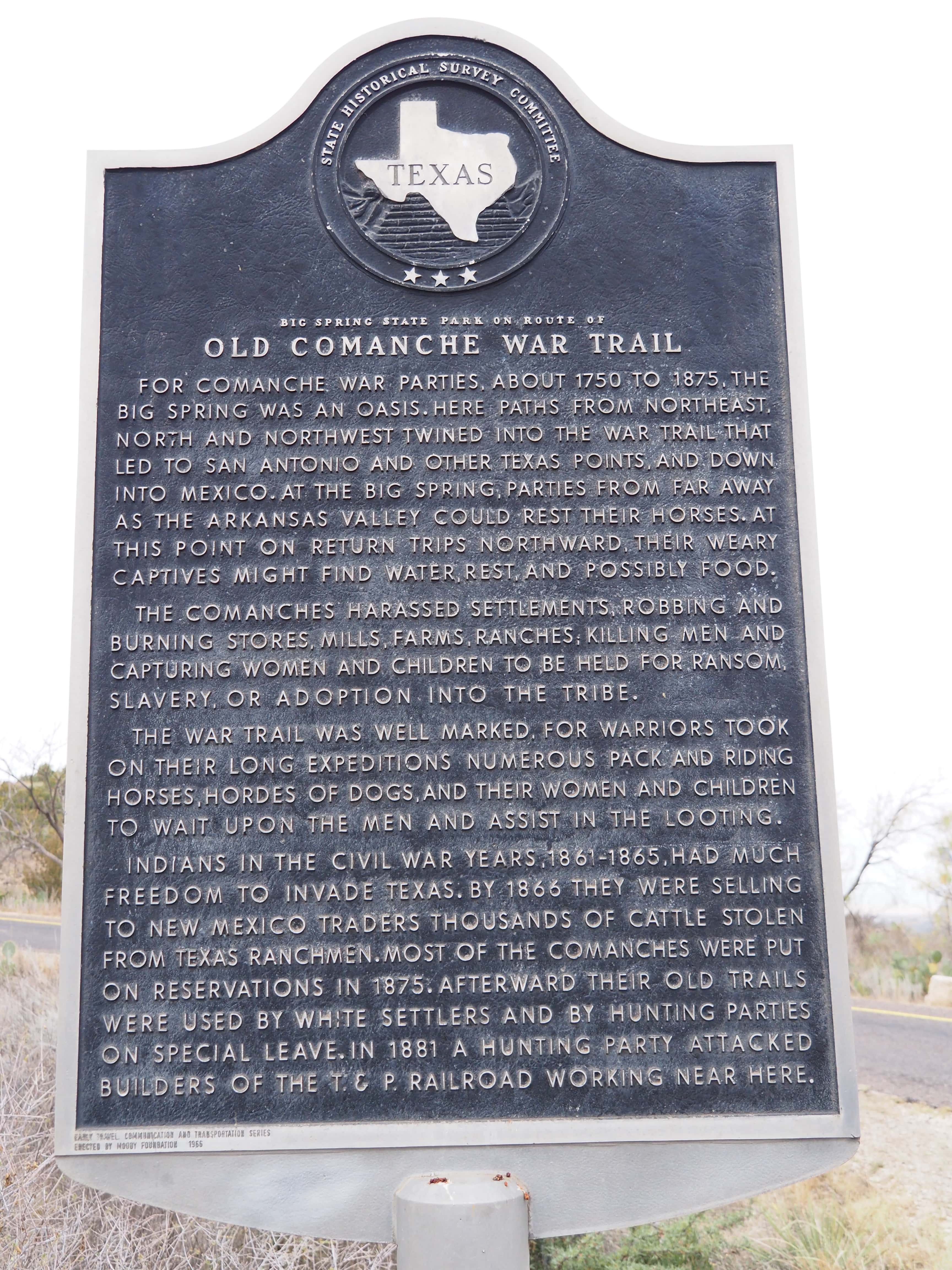 Historical Marker at Big Spring State Park.