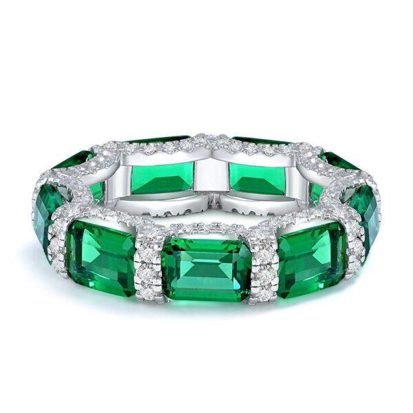 Emerald Cut Green Nano Eternity Band | AHQONE