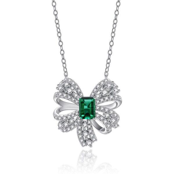 Emerald Butterfly Pendant Necklace