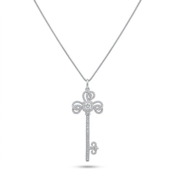 Radiant Solitaire Pendant Necklace in 18K Gold Plated Sterling Silver