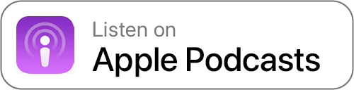 Apple Podcasts badge with the purple Apple Podcasts logo and the text "Listen on Apple Podcasts" on a white background.