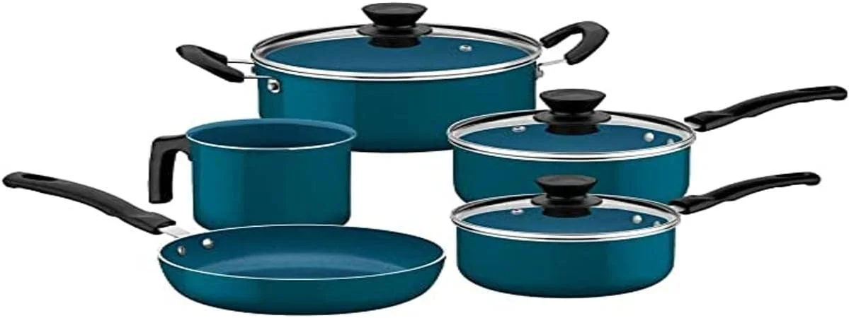 Jogo de Panelas Tramontina Évora – Alumínio com revestimento cerâmico e silicone (5 peças)
