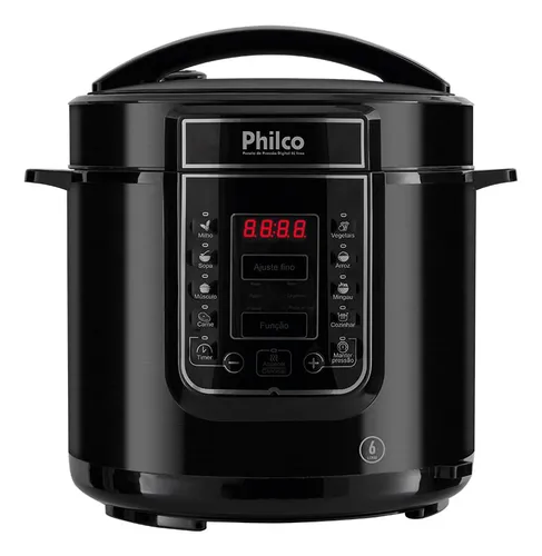 Panela de pressão, Digital inox Ppp01p, 6L, Preto, 110v, Philco
