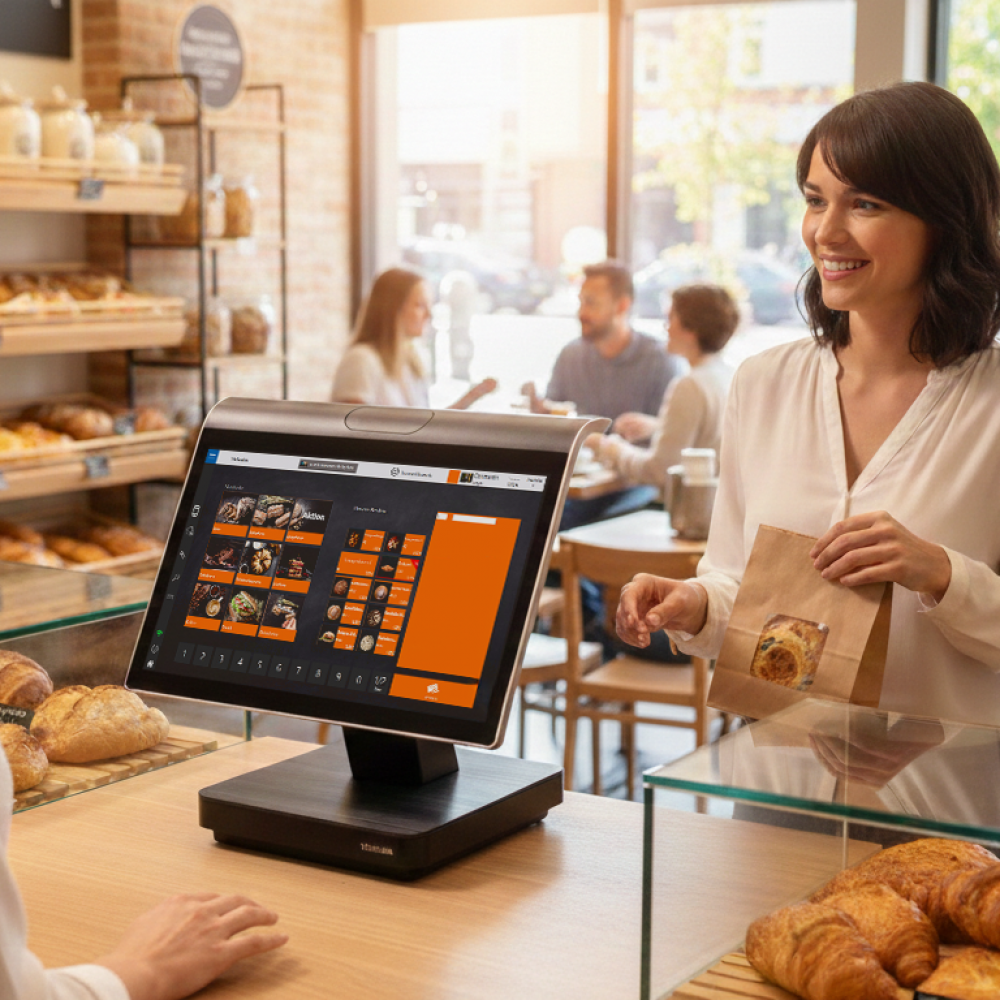 Kassiervorgang Bäckerei mit der Kasse von copago