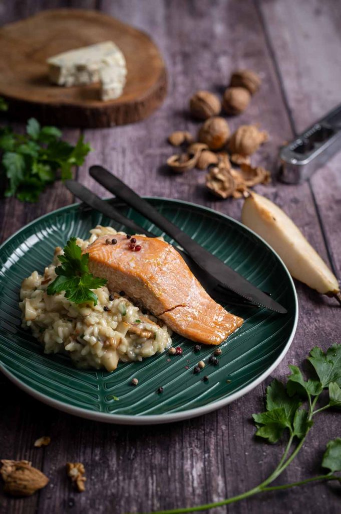 Risotto mit Birne, Gorgonzola und Zitronenlachs Rezept