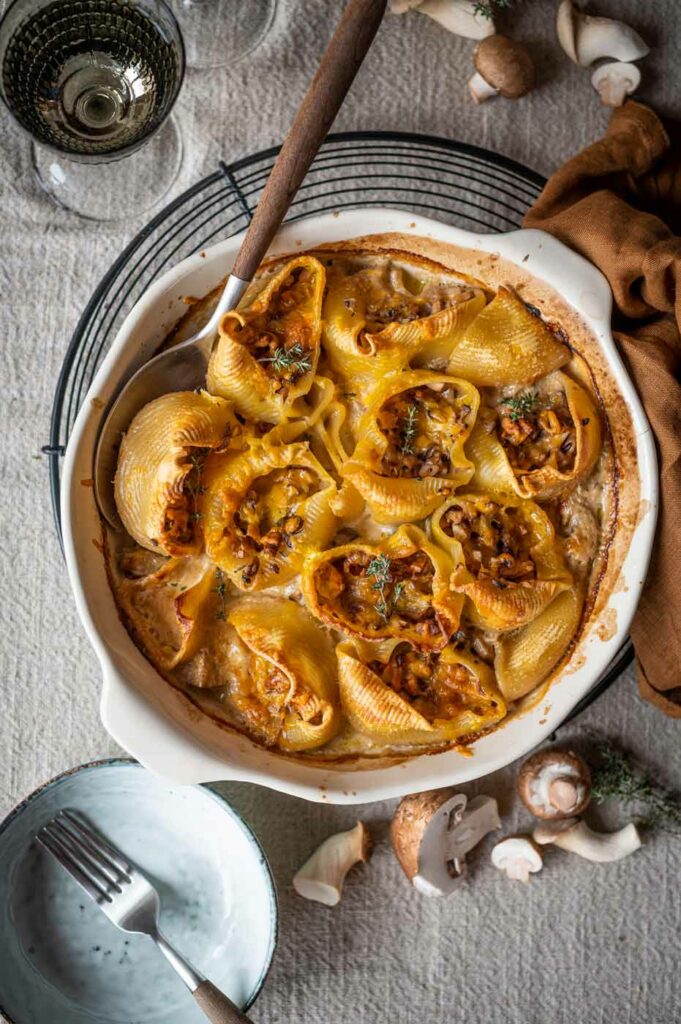 Gefüllte Conchiglioni mit Pilzen als Auflauf rezept