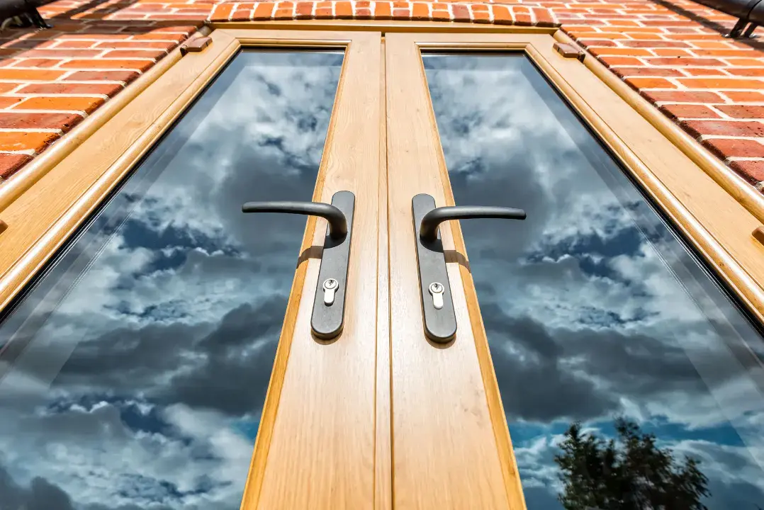 brown french doors
