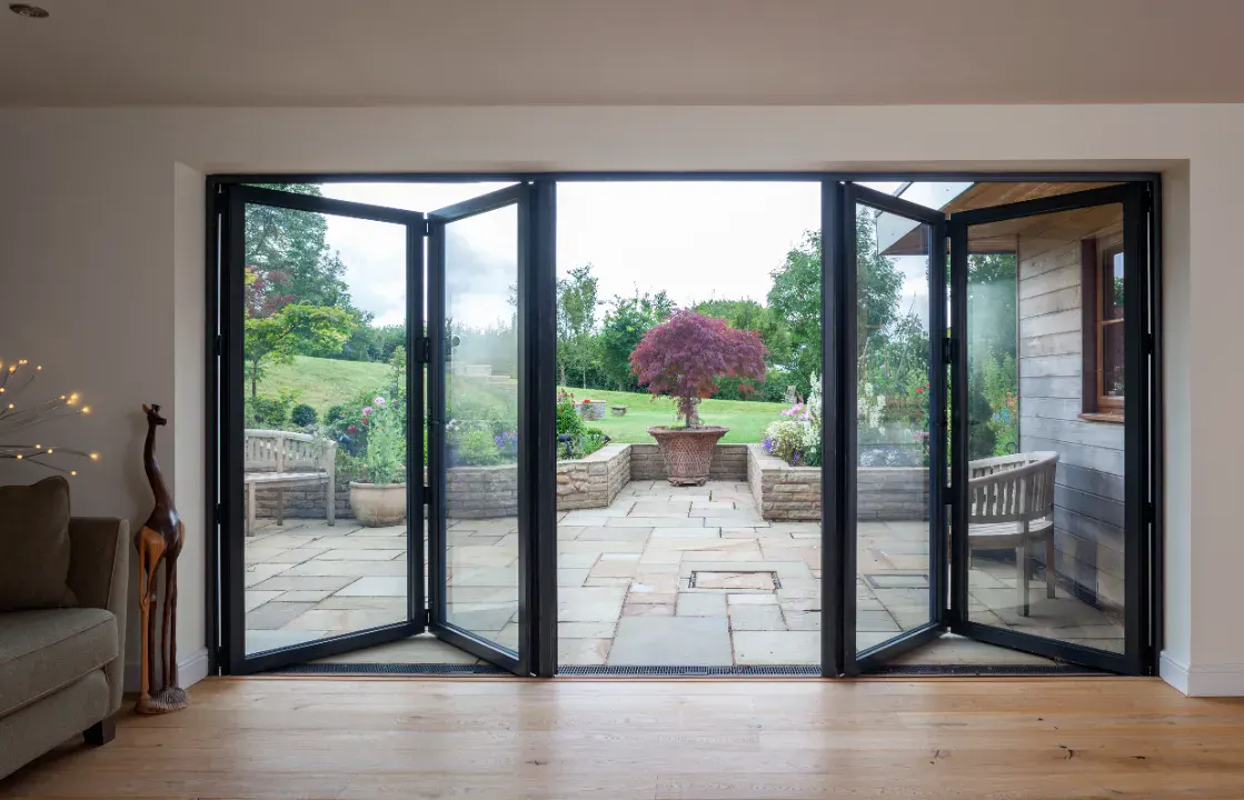 black bifold door