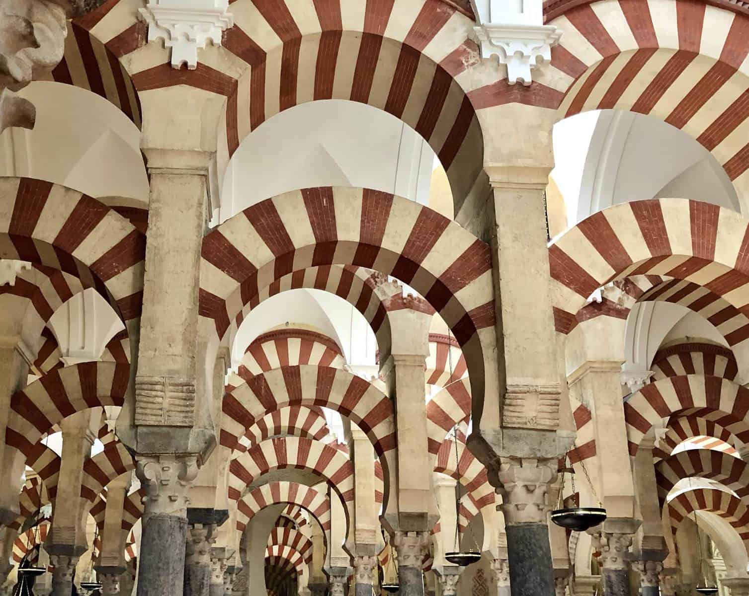 Series of Patterned Arches Receding Mosque Andalusia