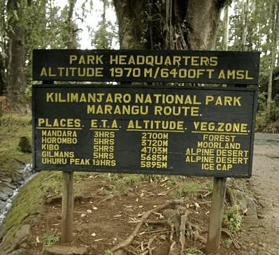 Kilimanjaro marangu route