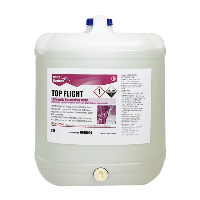 TOP FLIGHT 20L- AUTOMATIC DISHWASHER LIQUID – CLEAR